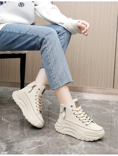 Round Toe Shoes Platform Height Increasing Casual Sneakers