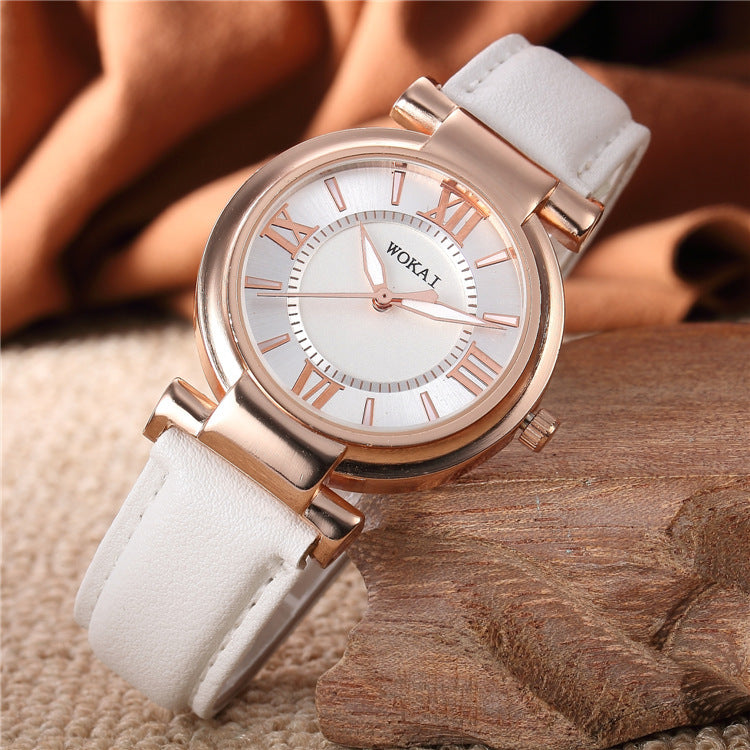 Simple Women's Belt Shell Convex Quartz Watch