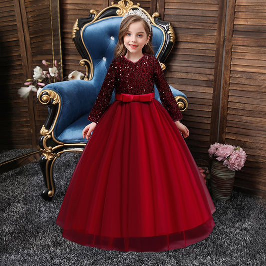 Mädchen Mode Baumwolle Pailletten Kleid Kinder