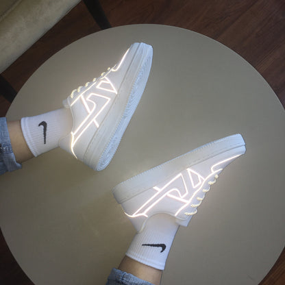 Reflective White Shoes For Men And Women Sneaker