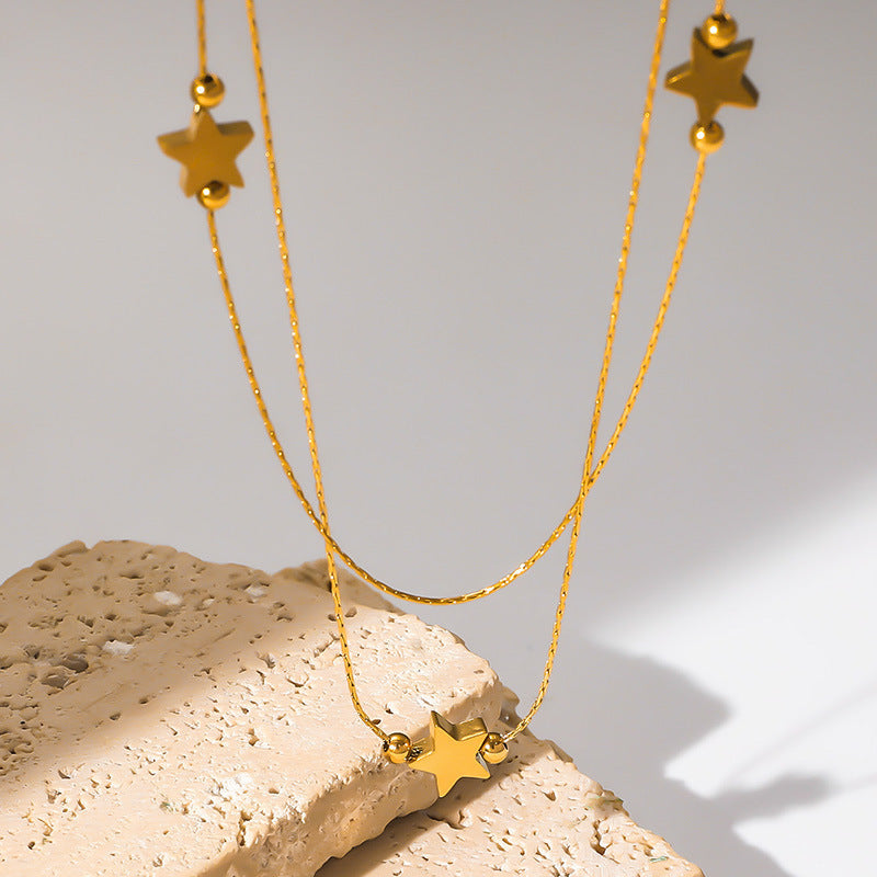 Simple Lucky Star Clavicle Chain Gold-plated Stainless Steel