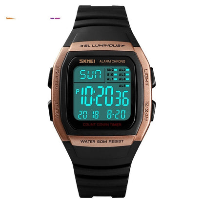 Electronic Watch Square Sports Double Time Multifunctional Watch Factory