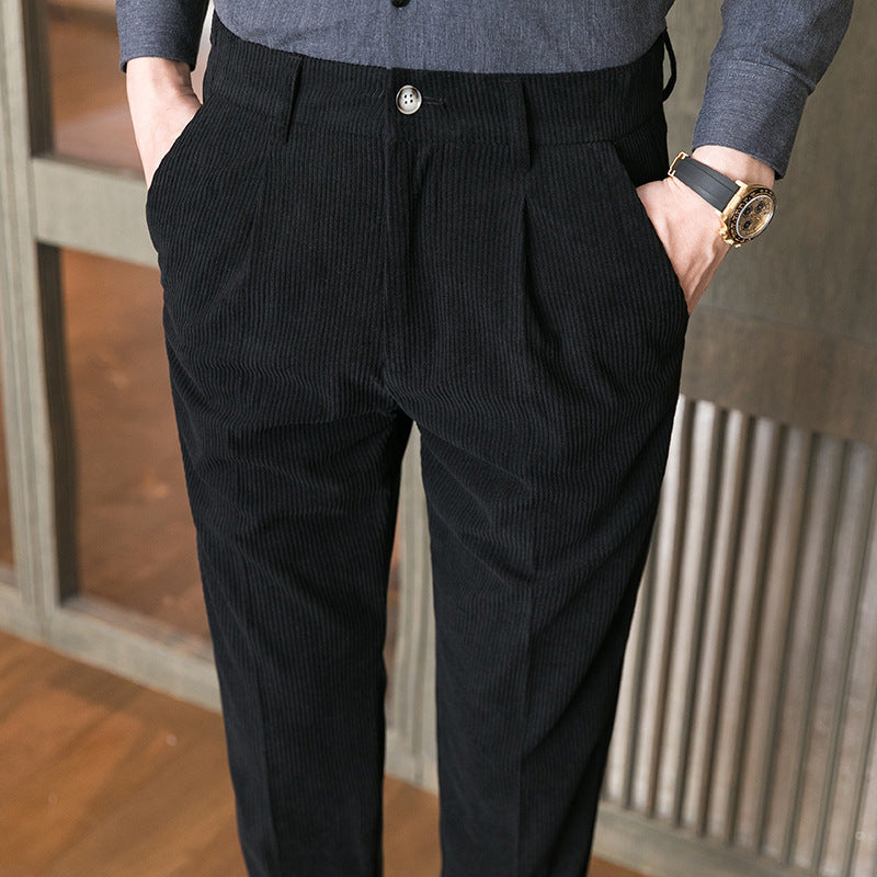 Men's Casual Pants With Corduroy Slim Fit