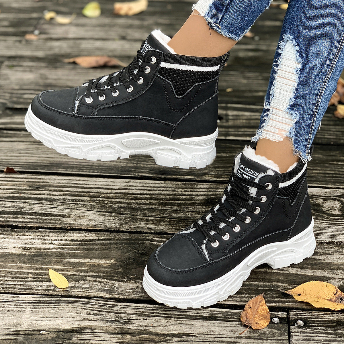 Women's Fleece Ined Warm Rubber Ankle Boots