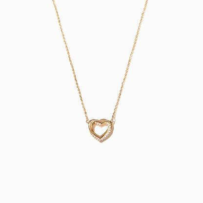 S925 Sterling Silver Overlapping Double Hollow Heart Necklace For Women