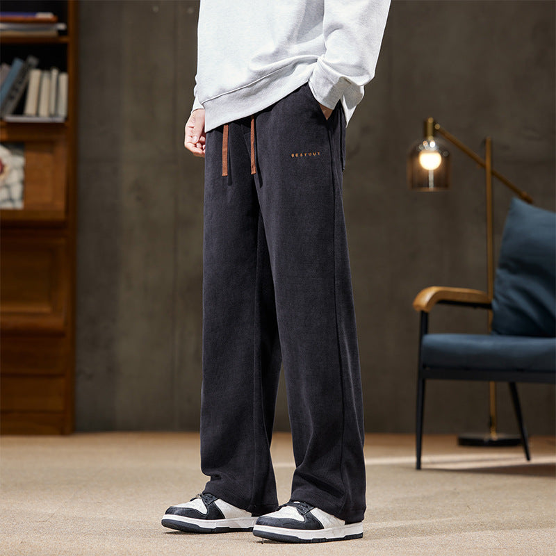 Men's Autumn And Winter Chenille Straight Casual Pants