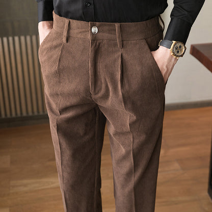 Men's Casual Pants With Corduroy Slim Fit