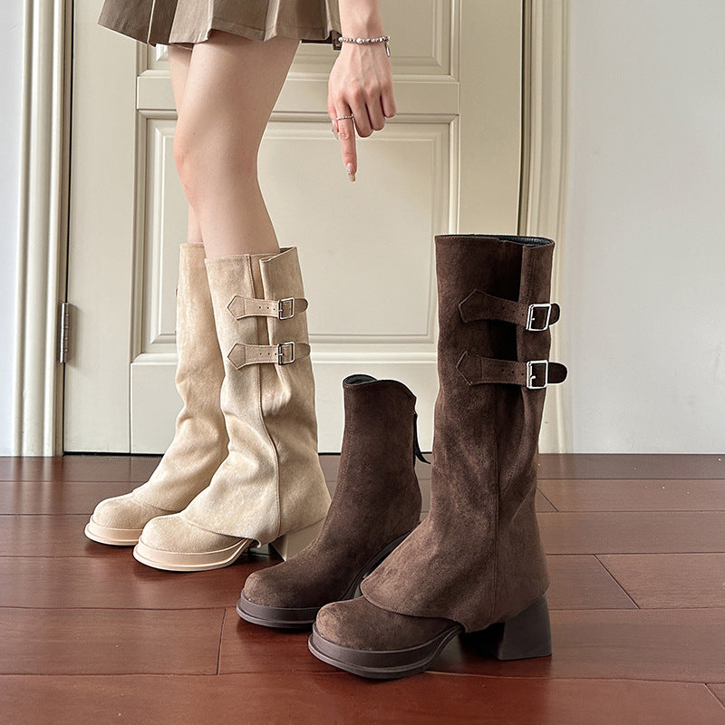 Two-way Wear Long Boots Removable High Heel High Leg Boot