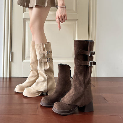 Two-way Wear Long Boots Removable High Heel High Leg Boot