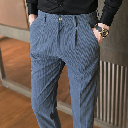 Men's Casual Pants With Corduroy Slim Fit