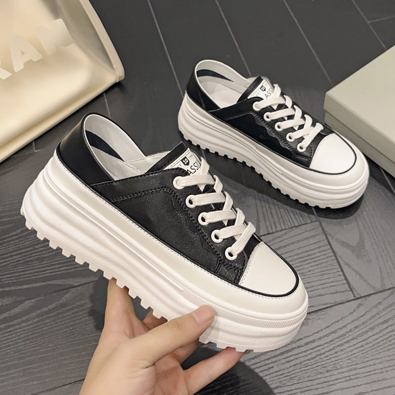 Casual Leather Platform Student Low-top Shoes