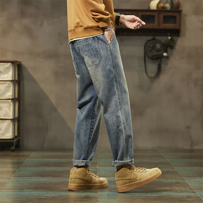 Retro Denim Pants Men's Straight Loose