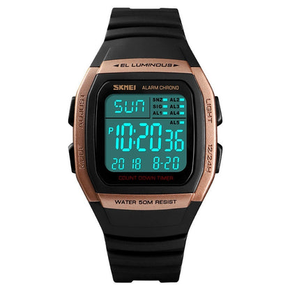 Electronic Watch Square Sports Double Time Multifunctional Watch Factory