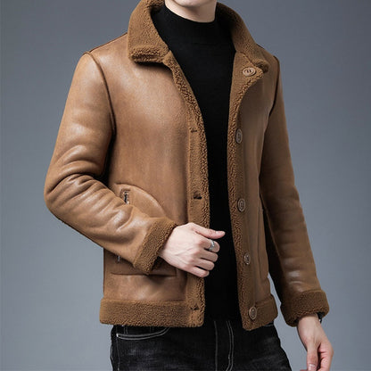 Double-sided Fleece Men's Lambswool Wool Coat Jacket