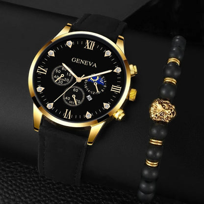 Fashion Belt Quartz Watch With Bracelet Suit