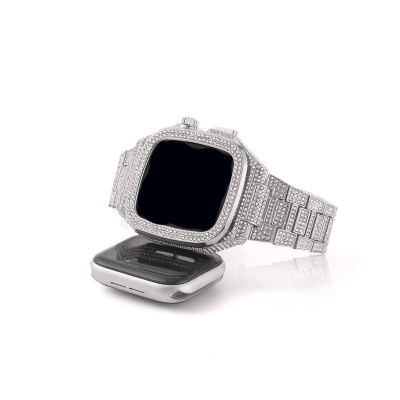 Smart Watch Inlaid Full Diamond Metal Strap