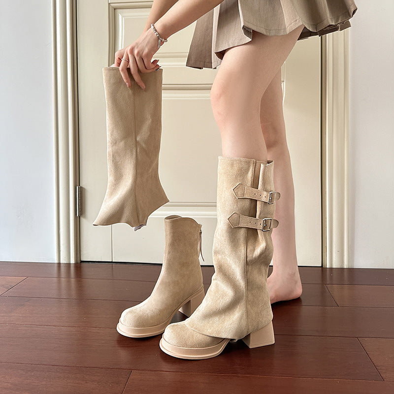 Two-way Wear Long Boots Removable High Heel High Leg Boot