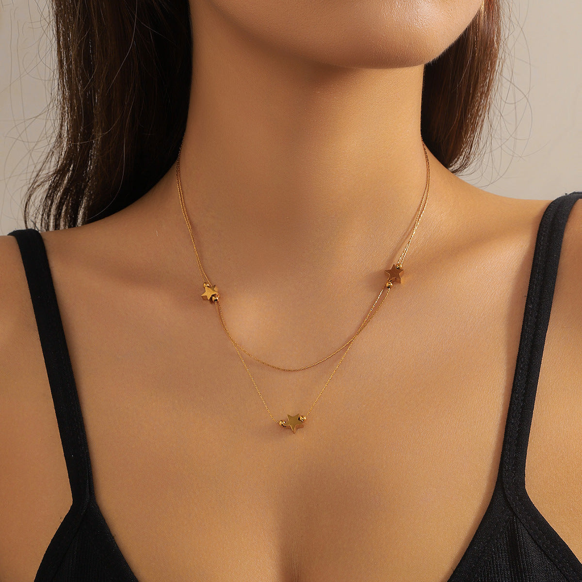 Simple Lucky Star Clavicle Chain Gold-plated Stainless Steel