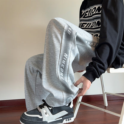 American Gray Sweatpants Men's Spring And Autumn Fleece Casual Pants