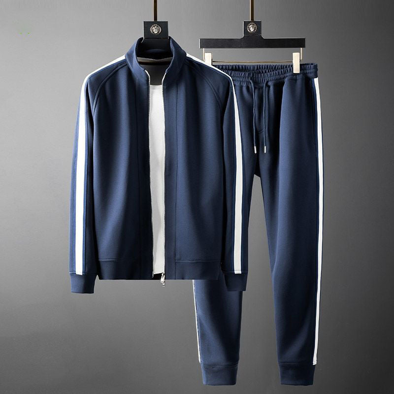 Men's Casual Fleece Padded Coat Trousers Suit