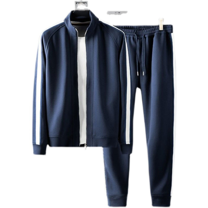 Men's Casual Fleece Padded Coat Trousers Suit