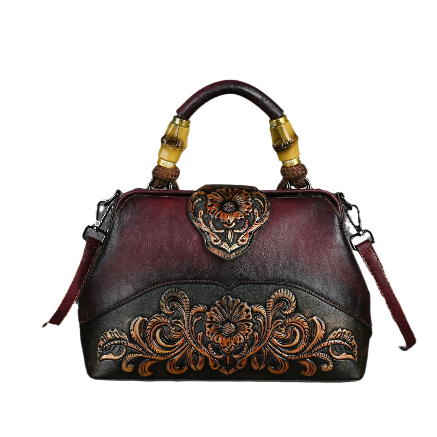 Retro Embossing Hand-rub Color Handbag Crossbody Clip Bag