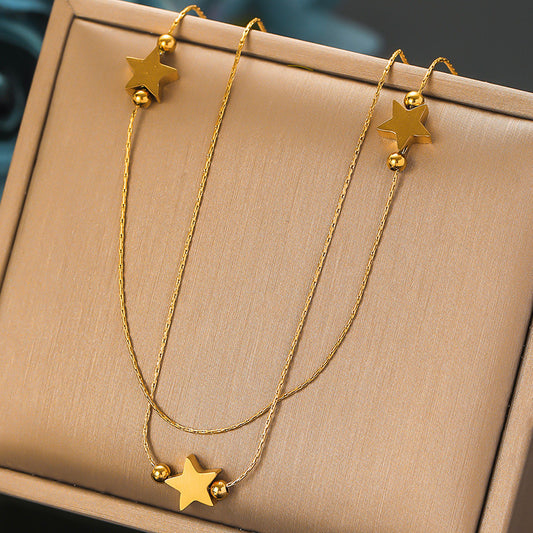 Simple Lucky Star Clavicle Chain Gold-plated Stainless Steel