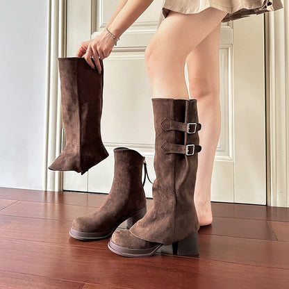 Two-way Wear Long Boots Removable High Heel High Leg Boot