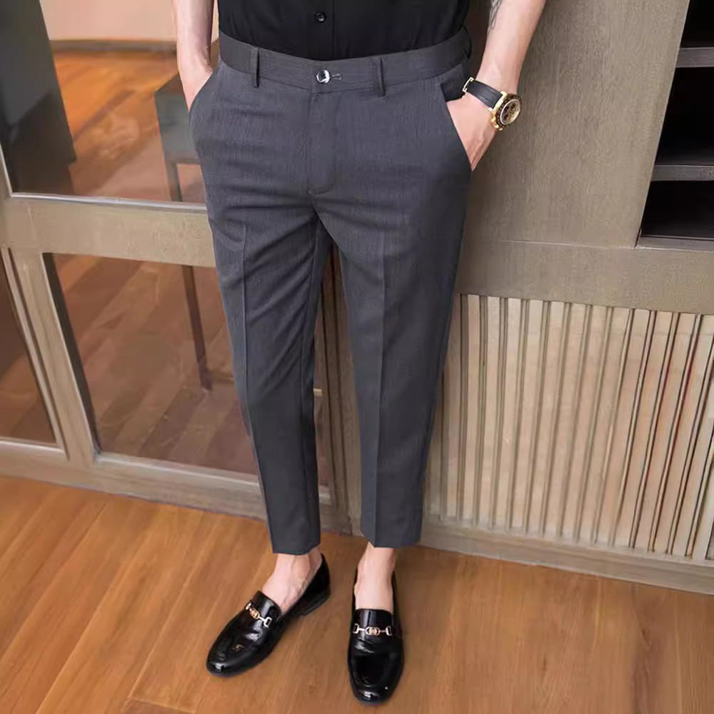 Men's Ice Silk Slim Fit Feet Business Casual Pants