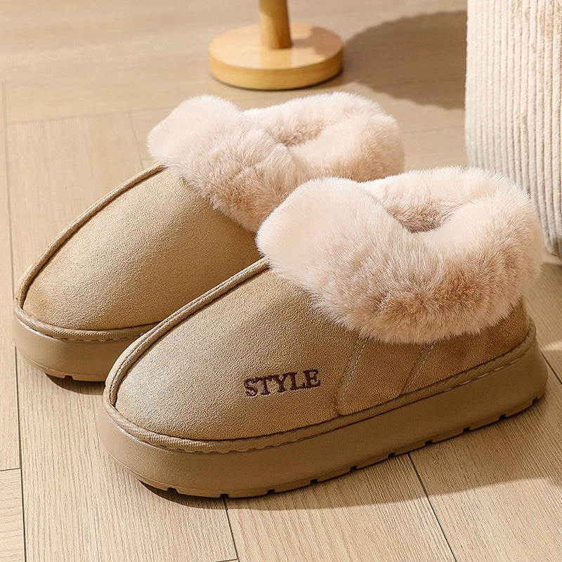 New Suede Cotton Slippers Warm Non-slip Snow Boots