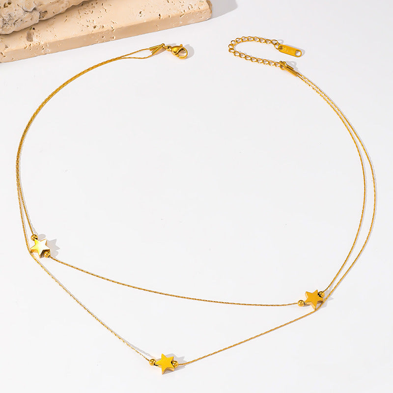 Simple Lucky Star Clavicle Chain Gold-plated Stainless Steel