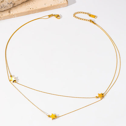 Simple Lucky Star Clavicle Chain Gold-plated Stainless Steel