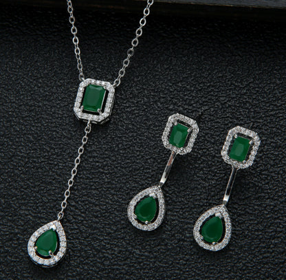 925 Silver Needle European Style Fashionable Exquisite Micro Inlaid Zircon Water Drop Necklace