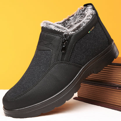 Men's Cotton Shoes Fleece Lined Padded Warm Keeping Middle-aged And Elderly Waterproof Non-slip