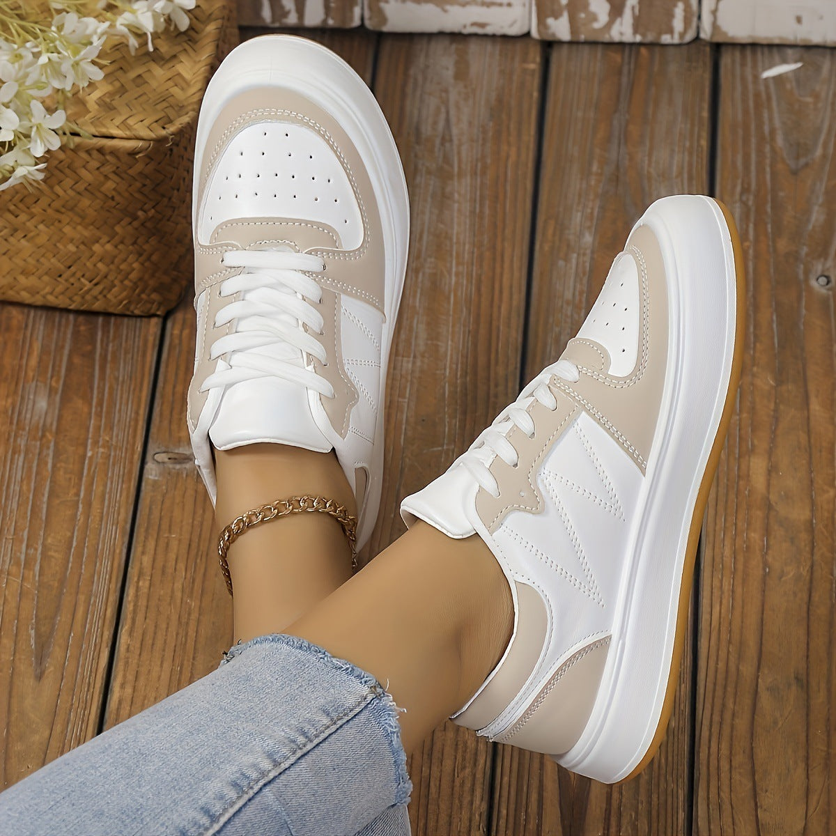 Women's Fashion Round Toe Color-blocking Casual Shoes