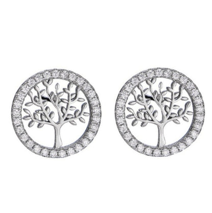 925 Silver Round Silver Tree Zircon Earrings Elegant Earrings For Women