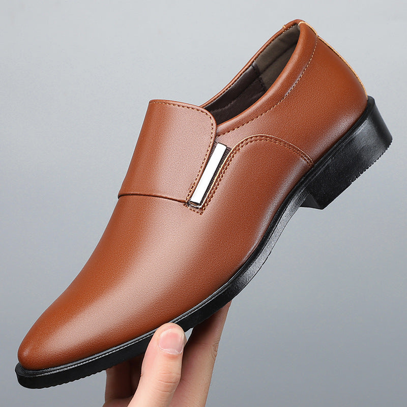 Men's Pointed-toe Slip-on Business Formal Wear Leather Shoes