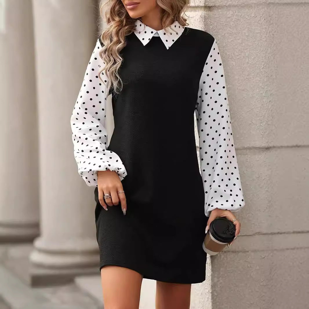 Women's Fashion Stitching Long Sleeve Dress