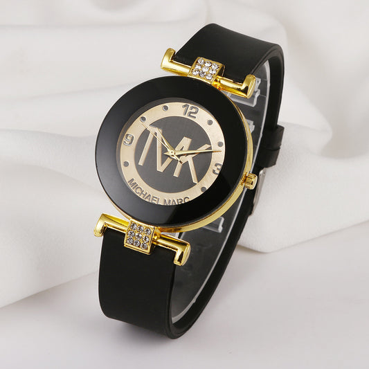 Fashion Women's Diamond Silicone Strap Quartz Watch