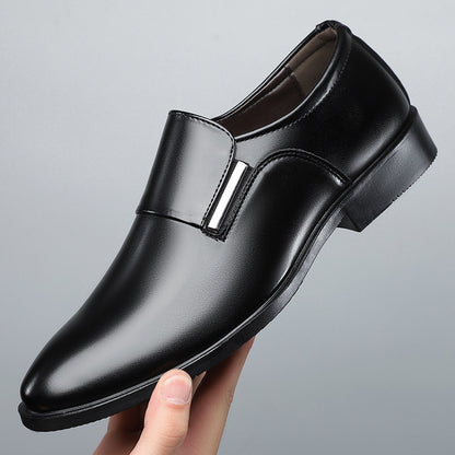 Men's Pointed-toe Slip-on Business Formal Wear Leather Shoes