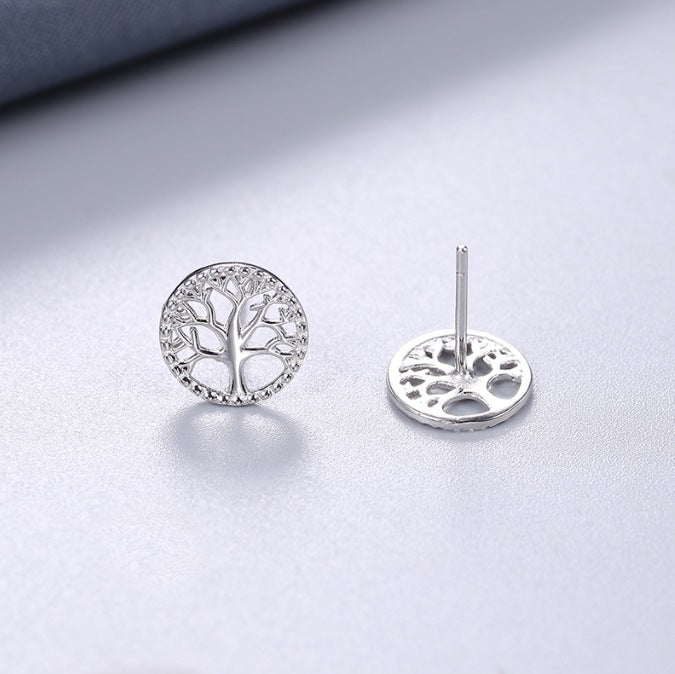 925 Silver Round Silver Tree Zircon Earrings Elegant Earrings For Women