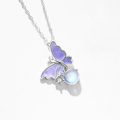 Female 925 Silver Forest Personalized Glass Butterfly Necklace