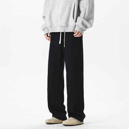 Autumn And Winter Fleece-lined Baggy Straight Trousers