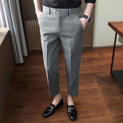 Men's Ice Silk Slim Fit Feet Business Casual Pants