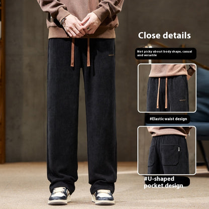 Men's Autumn And Winter Chenille Straight Casual Pants