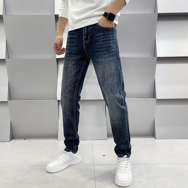 Men's Casual Slim Fit Straight Leg Elastic Jeans