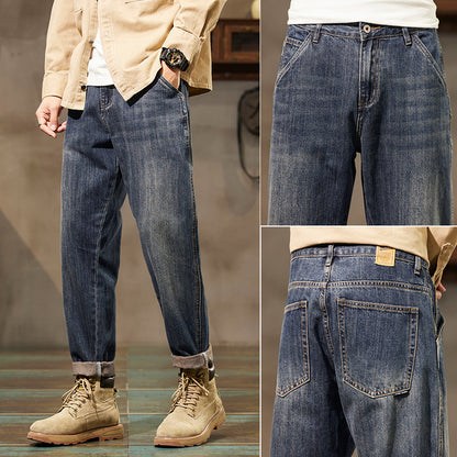 Retro Denim Pants Men's Straight Loose