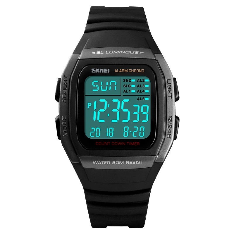 Electronic Watch Square Sports Double Time Multifunctional Watch Factory