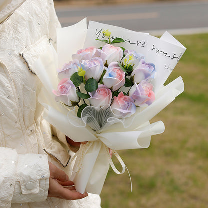 Finished Bouquet Soap Flower Rose Gift