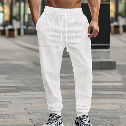 European And American Fall Winter Men Knitted Tiha Casual Breathable Sports Plus Size Drawstring Trousers